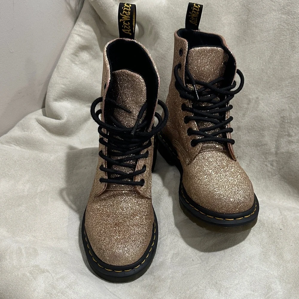 Dr. Martens 1460 Pascal Glitter Gold Combat Boots Us7 - Picture 15 of 16